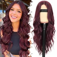 KooKaStyle Long Wavy Black Wig for Women, 26 Inch Synthetic Lace Front Heat Resistant Wig with Middle Part for Daily & Party Wear