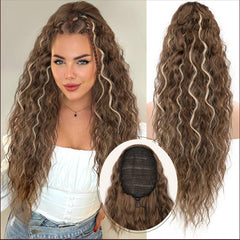 KooKaStyle 30 Inch Long Curly Ponytail Extension for Women | Drawstring Synthetic Hairpiece Natural Wavy Pony Tail