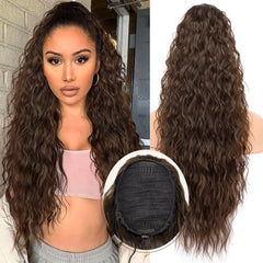 KooKaStyle 30 Inch Long Curly Ponytail Extension for Women | Drawstring Synthetic Hairpiece Natural Wavy Pony Tail