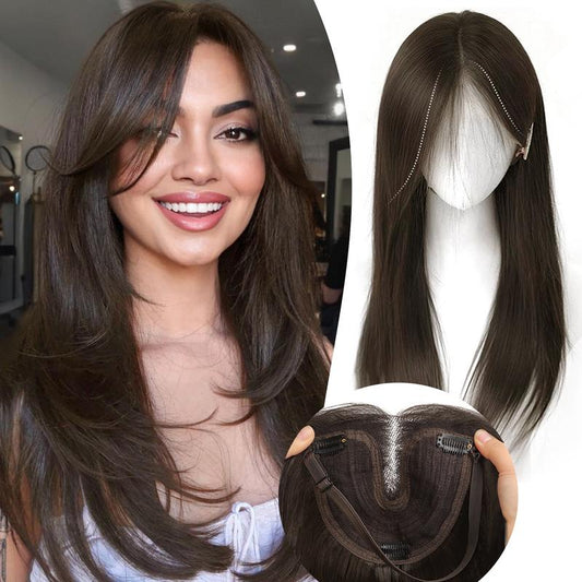 KooKaStyle 3D 360° Cover Hair Topper Clip for Women with Thinning Hair, Fluffy Natural Hair Piece with Anti-Slip Clips