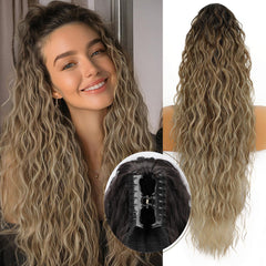 KooKaStyle Wavy Claw Ponytail Extension 18/30 Inch Curly Synthetic Hairpiece for Women