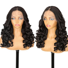KooKaStyle 13x6 Loose Wave Synthetic Lace Front Wig | HD Transparent Lace, Pre-Plucked, Glueless Wear & Go Wig for Women