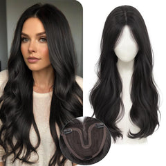 KooKaStyle Wavy Hair Topper | 20 Inch Synthetic Invisible Hairpiece for Women