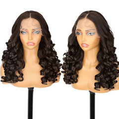 KooKaStyle 13x6 Loose Wave Synthetic Lace Front Wig | HD Transparent Lace, Pre-Plucked, Glueless Wear & Go Wig for Women