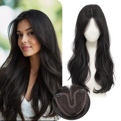 KooKaStyle Wavy Hair Topper | 20 Inch Synthetic Invisible Hairpiece for Women