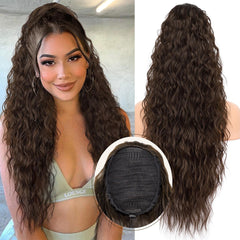 KooKaStyle 30 Inch Long Curly Ponytail Extension for Women | Drawstring Synthetic Hairpiece Natural Wavy Pony Tail