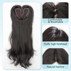 KooKaStyle Wavy Hair Topper | 20 Inch Synthetic Invisible Hairpiece for Women