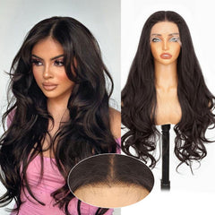 KooKaStyle 13x6 Lace Front Wig | 26 Inch Long Body Wave Synthetic Wig, Pre-Plucked with Baby Hair, Natural Look for Daily Wear