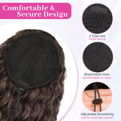 KooKaStyle Curly Drawstring Ponytail Extension 26 Inch Long Wavy Synthetic Hairpiece for Women