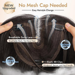 KooKaStyle 3D 360° Cover Hair Topper Clip for Women with Thinning Hair, Fluffy Natural Hair Piece with Anti-Slip Clips