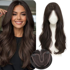 KooKaStyle Wavy Hair Topper | 20 Inch Synthetic Invisible Hairpiece for Women