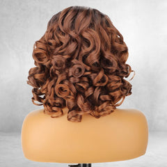 KooKaStyle 13x4 Short Lace Front Wig | 12 Inch Curly Wave Synthetic Wig for Women, Natural Look for Daily & Party Use