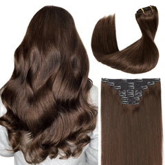 KooKaStyle Real Human Hair Clip-in Extensions | 7PCS 120g Straight Soft & Silky Natural Hair for Women