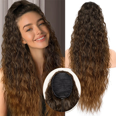 KooKaStyle 30 Inch Long Curly Ponytail Extension for Women | Drawstring Synthetic Hairpiece Natural Wavy Pony Tail