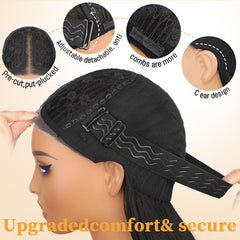 KooKaStyle Black Wig with Bangs | 24" Glueless Synthetic Lace Front Wig for Women, Pre-Plucked & Pre-Cut, Layered Highlight, Ready-to-Wear Middle Part