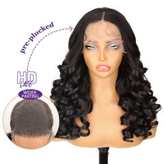 KooKaStyle 13x6 Loose Wave Synthetic Lace Front Wig | HD Transparent Lace, Pre-Plucked, Glueless Wear & Go Wig for Women