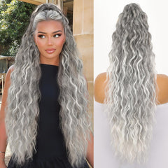 KooKaStyle Wavy Claw Ponytail Extension 18/30 Inch Curly Synthetic Hairpiece for Women