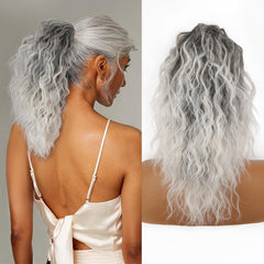 KooKaStyle Wavy Claw Ponytail Extension 18/30 Inch Curly Synthetic Hairpiece for Women