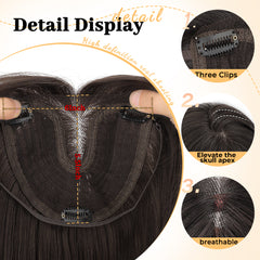 KooKaStyle 18 Inch Hair Topper with Bangs | Synthetic Layered Hairpiece, Natural Invisible Coverage for Women