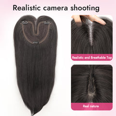 KooKaStyle Layered Hair Topper | 18 Inch Synthetic Invisible Hairpiece for Women