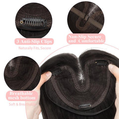 KooKaStyle Curly Wave Hair Topper with Bangs | 18 Inch Synthetic Invisible Hairpiece for Women