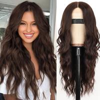 KooKaStyle Long Wavy Black Wig for Women, 26 Inch Synthetic Lace Front Heat Resistant Wig with Middle Part for Daily & Party Wear