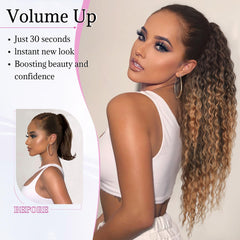KooKaStyle Curly Drawstring Ponytail Extension 26 Inch Long Wavy Synthetic Hairpiece for Women