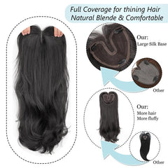 KooKaStyle Wavy Hair Topper | 20 Inch Synthetic Invisible Hairpiece for Women