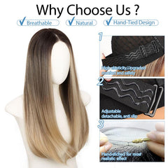 KooKaStyle 5x7 Synthetic Lace Front Wig | Straight HD Lace Pre-Plucked Wig 22 Inch Natural Look