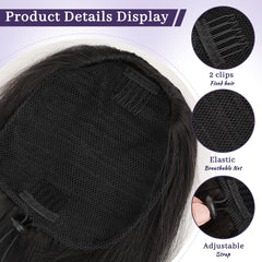 KooKaStyle Long Straight Drawstring Ponytail Extension 32 Inch Black Synthetic Heat Resistant Hairpiece