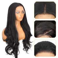 KooKaStyle 13x6 Lace Front Wig | 26 Inch Long Body Wave Synthetic Wig, Pre-Plucked with Baby Hair, Natural Look for Daily Wear
