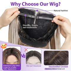 KooKaStyle Natural Black Glueless Wig | Pre-Cut Synthetic Lace Front, Long Layered Straight 26 Inch for Women