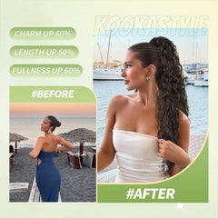 KooKaStyle 30 Inch Long Curly Ponytail Extension for Women | Drawstring Synthetic Hairpiece Natural Wavy Pony Tail