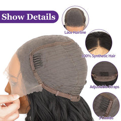 KooKaStyle 13x6 Loose Wave Synthetic Lace Front Wig | HD Transparent Lace, Pre-Plucked, Glueless Wear & Go Wig for Women