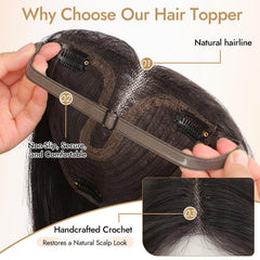 KooKaStyle 3D 360° Cover Hair Topper Clip for Women with Thinning Hair, Fluffy Natural Hair Piece with Anti-Slip Clips