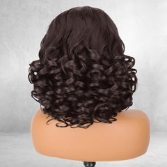 KooKaStyle 13x4 Short Lace Front Wig | 12 Inch Curly Wave Synthetic Wig for Women, Natural Look for Daily & Party Use