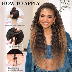 KooKaStyle Curly Drawstring Ponytail Extension 26 Inch Long Wavy Synthetic Hairpiece for Women