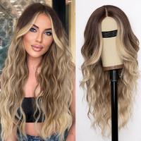 KooKaStyle Long Wavy Black Wig for Women, 26 Inch Synthetic Lace Front Heat Resistant Wig with Middle Part for Daily & Party Wear