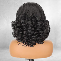 KooKaStyle 13x4 Short Lace Front Wig | 12 Inch Curly Wave Synthetic Wig for Women, Natural Look for Daily & Party Use