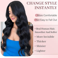 KooKaStyle Straight Real Human Hair Clip-in Extensions | Soft & Silky Natural Human Hair, 7PCS 120g for Women Daily Use