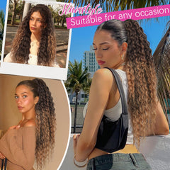 KooKaStyle Curly Drawstring Ponytail Extension 26 Inch Long Wavy Synthetic Hairpiece for Women