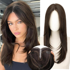 KooKaStyle 3D 360° Cover Hair Topper Clip for Women with Thinning Hair, Fluffy Natural Hair Piece with Anti-Slip Clips