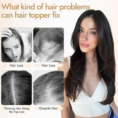 KooKaStyle 3D 360° Cover Hair Topper Clip for Women with Thinning Hair, Fluffy Natural Hair Piece with Anti-Slip Clips