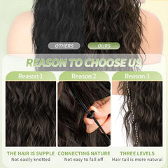 KooKaStyle 30 Inch Long Curly Ponytail Extension for Women | Drawstring Synthetic Hairpiece Natural Wavy Pony Tail