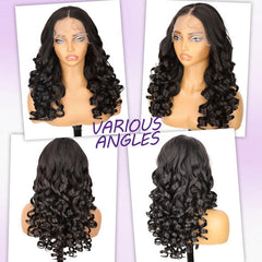 KooKaStyle 13x6 Loose Wave Synthetic Lace Front Wig | HD Transparent Lace, Pre-Plucked, Glueless Wear & Go Wig for Women