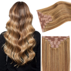 KooKaStyle Real Human Hair Clip-in Extensions | 7PCS 120g Straight Soft & Silky Natural Hair for Women