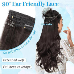 KooKaStyle 20 Inch Invisible Wire Hair Extensions, Long Wavy Layered Synthetic Hairpiece with 6 Clips & Adjustable Transparent Wire