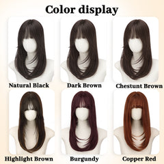 KooKaStyle 18 Inch Hair Topper with Bangs | Synthetic Layered Hairpiece, Natural Invisible Coverage for Women