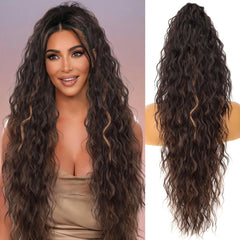 KooKaStyle Wavy Claw Ponytail Extension 18/30 Inch Curly Synthetic Hairpiece for Women