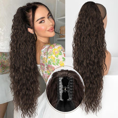 KooKaStyle Wavy Claw Ponytail Extension 18/30 Inch Curly Synthetic Hairpiece for Women